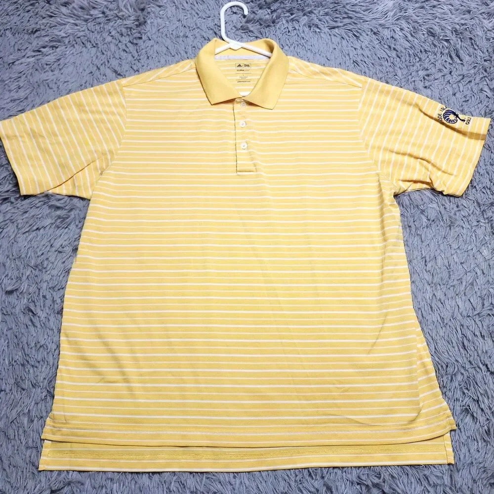 Adidas Rhode Island‎ Golf Polo Shirt Mens Size Large NCAA Golf Climalite Striped